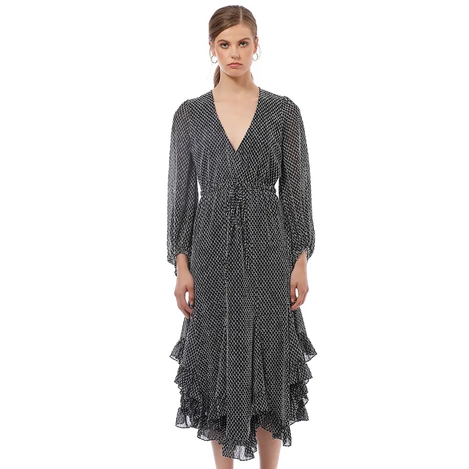 Shona Joy Salinger Godet Drawstring Midi Dress